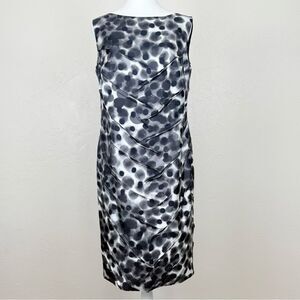 Escada Silk Abstract Sleeveless Sheath Dress w/Origami Pleating 40 EU 10 US